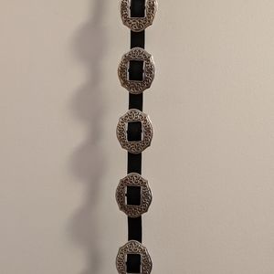 Brighton Ladies Concho Belt Medium Black Leather Southwestern Boho '90s Vintage